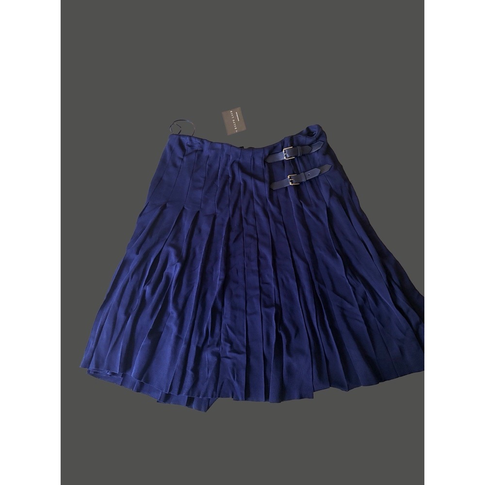 Ralph Lauren Black Label Skirt Navy  Lambskin Leather Buckle. Women's L.